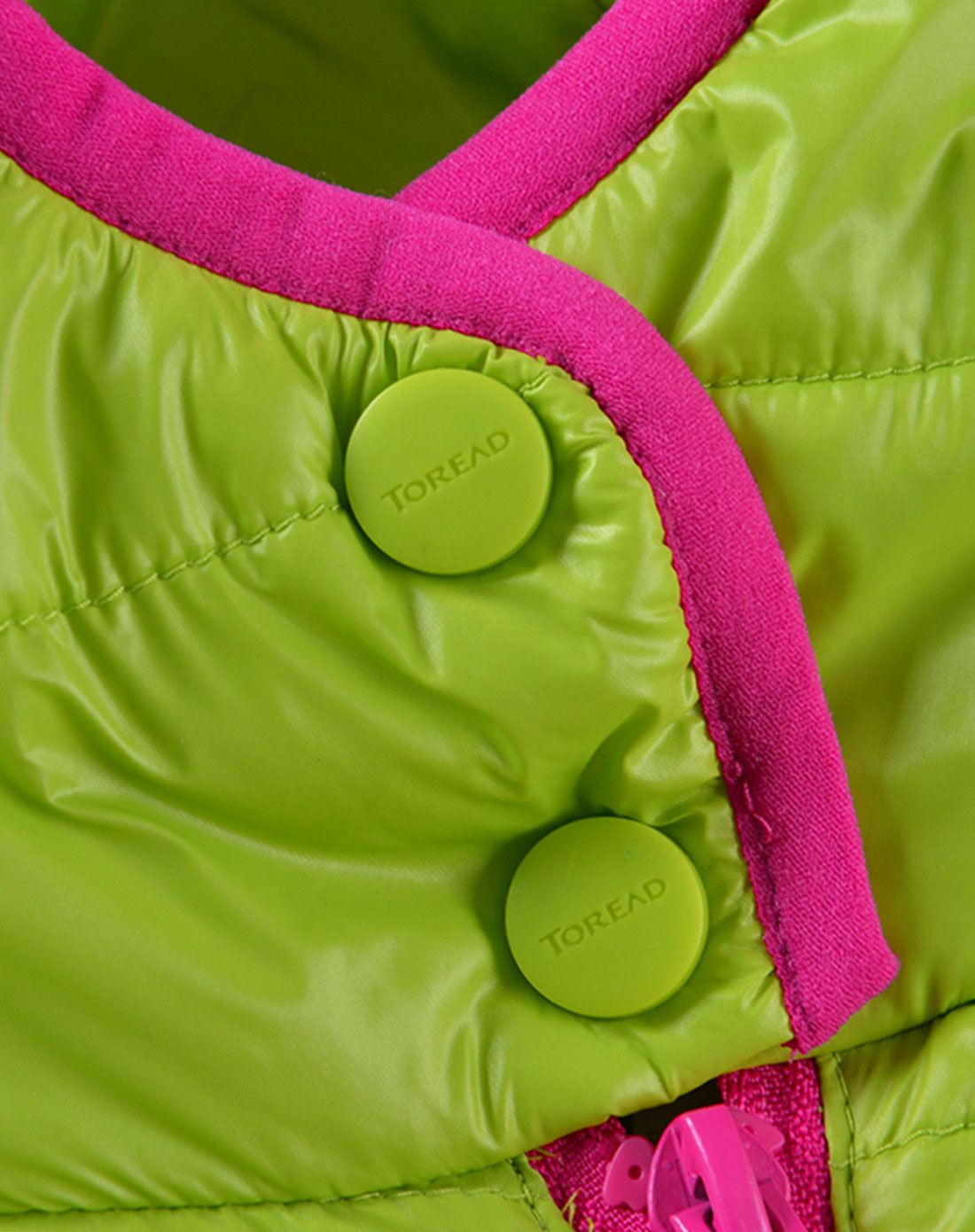 男女童酸橙绿炫色带帽羽绒服