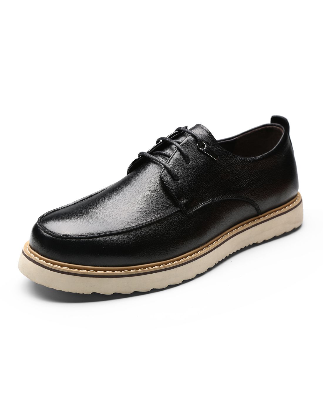 黑色牛皮运动休闲皮鞋