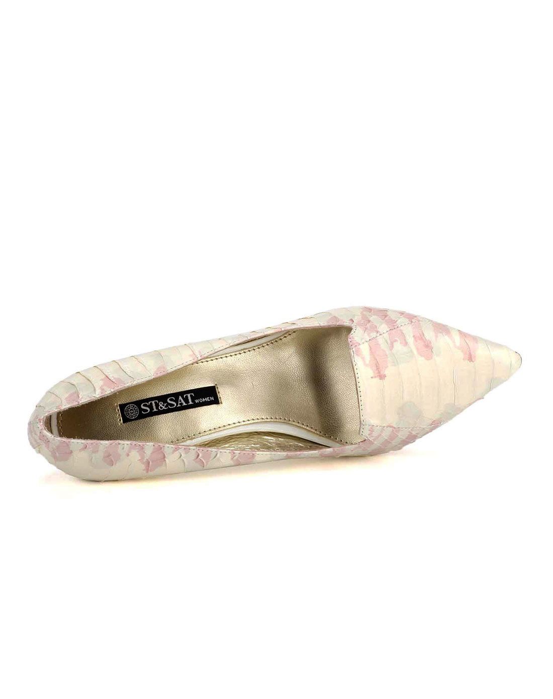 2016年专柜新品粉白色蛇皮时尚单鞋