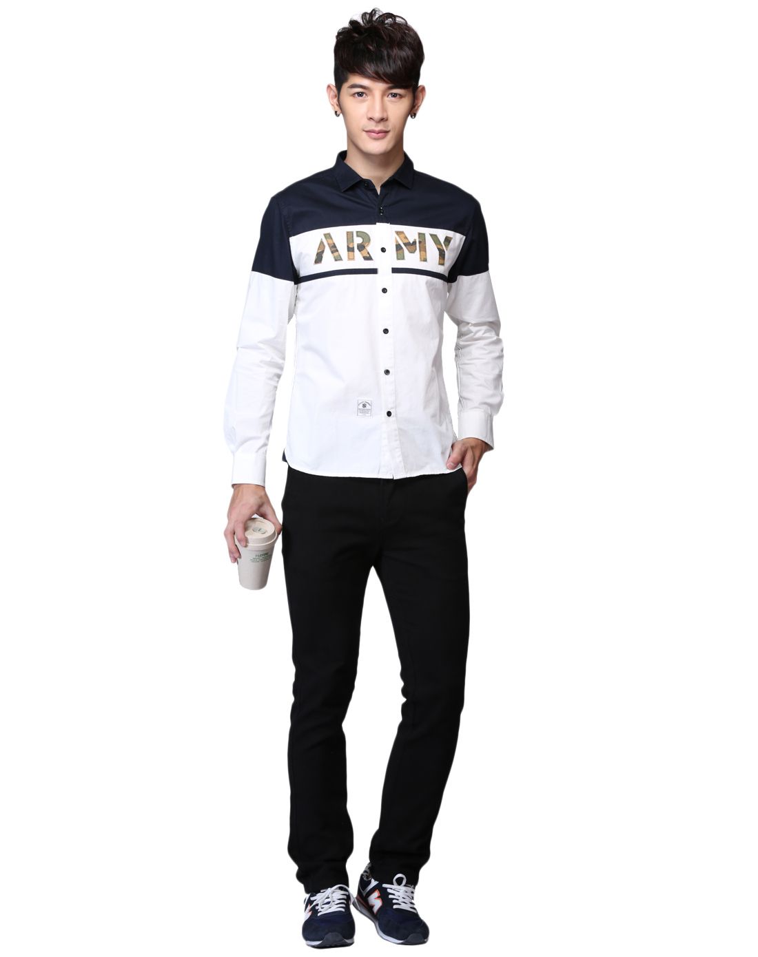 男装原色潮流迷彩时尚印花舒适长袖衬衫