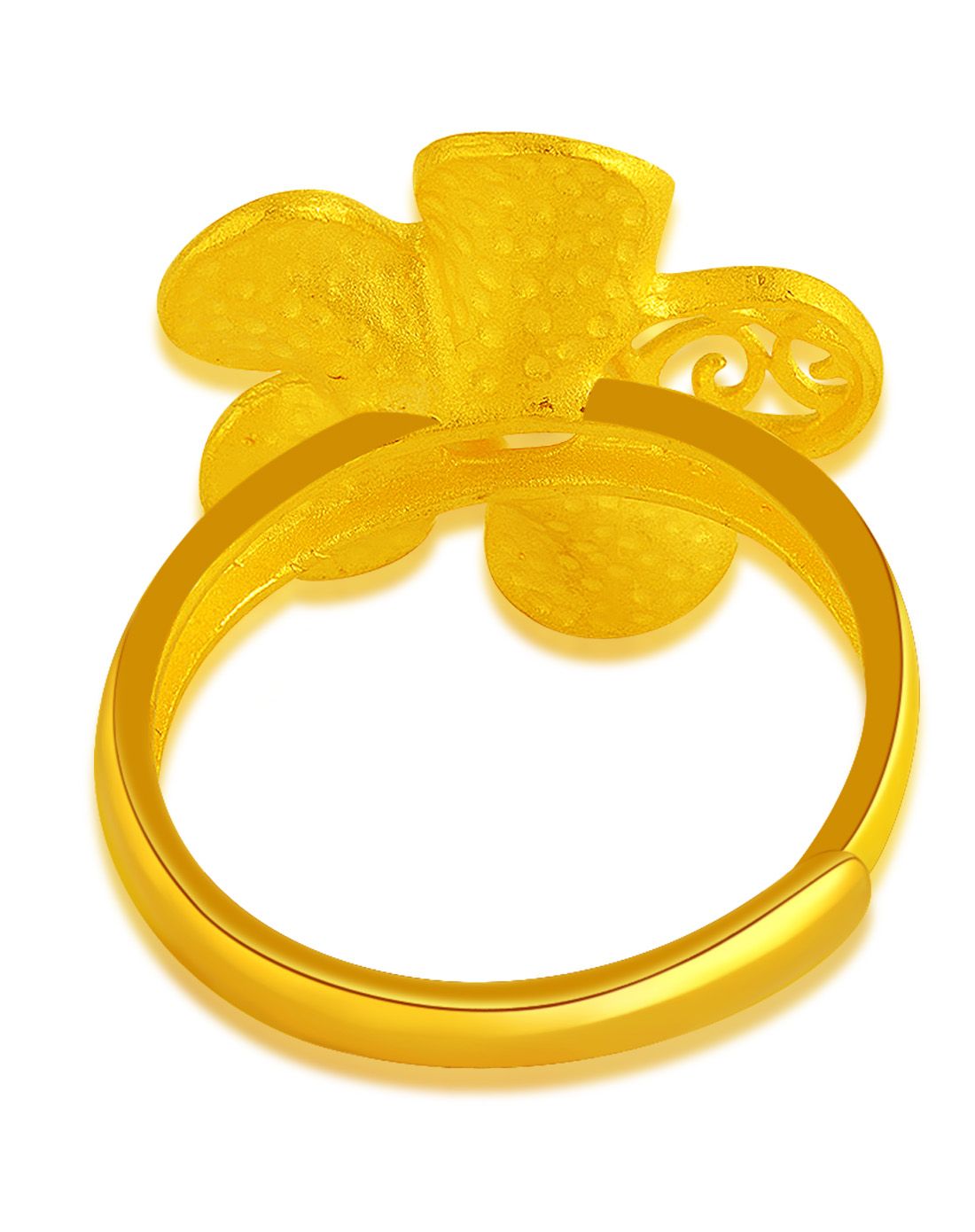 老庙黄金饰品专场 千足金黄金活口戒指拉丝花瓣(6.17克)