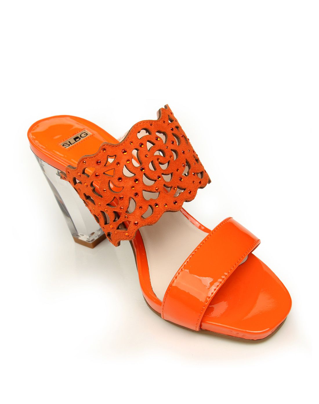 诗兰柏高slbg女款橙色牛漆皮凉拖