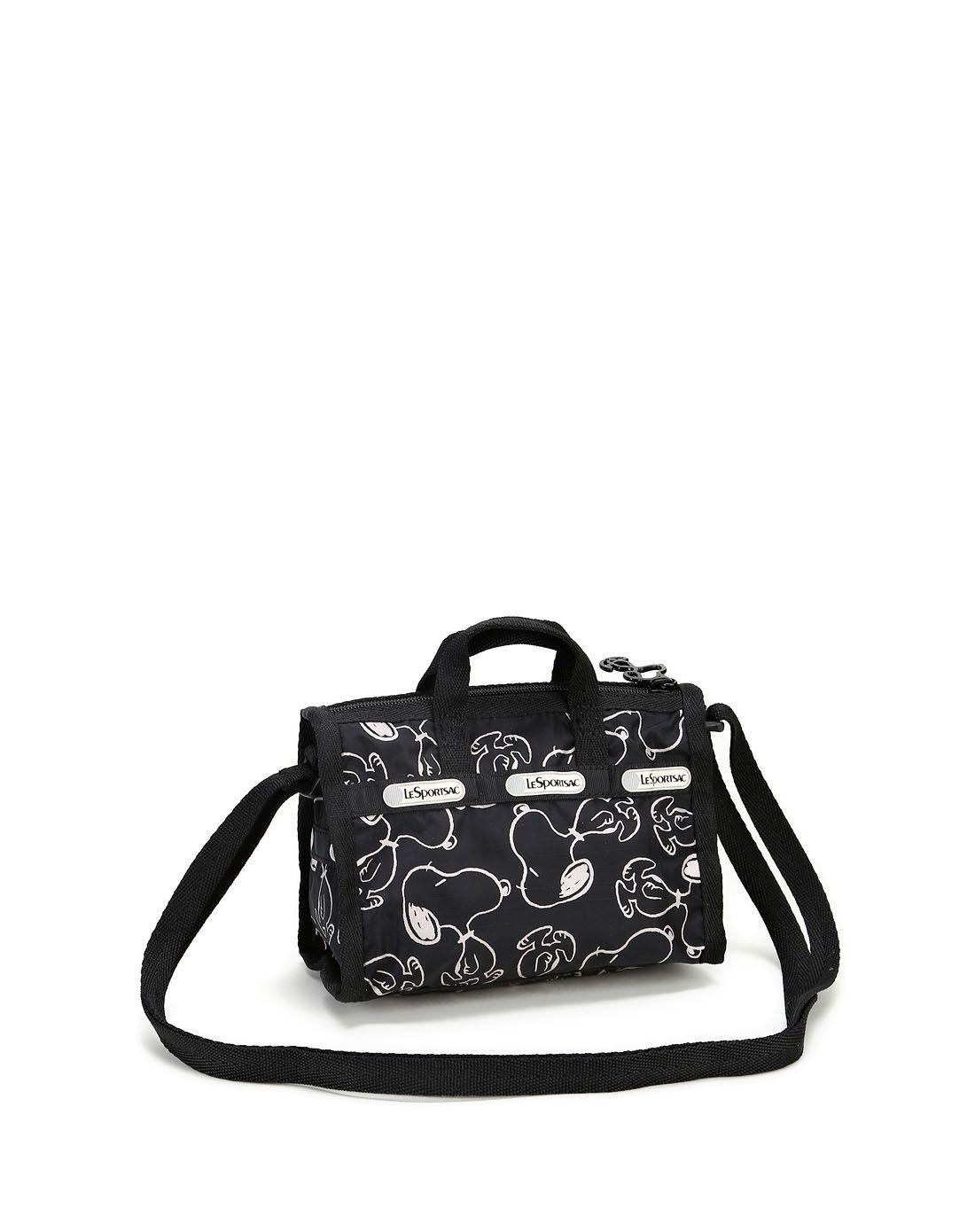 黑色史努比图案小巧手提斜挎包