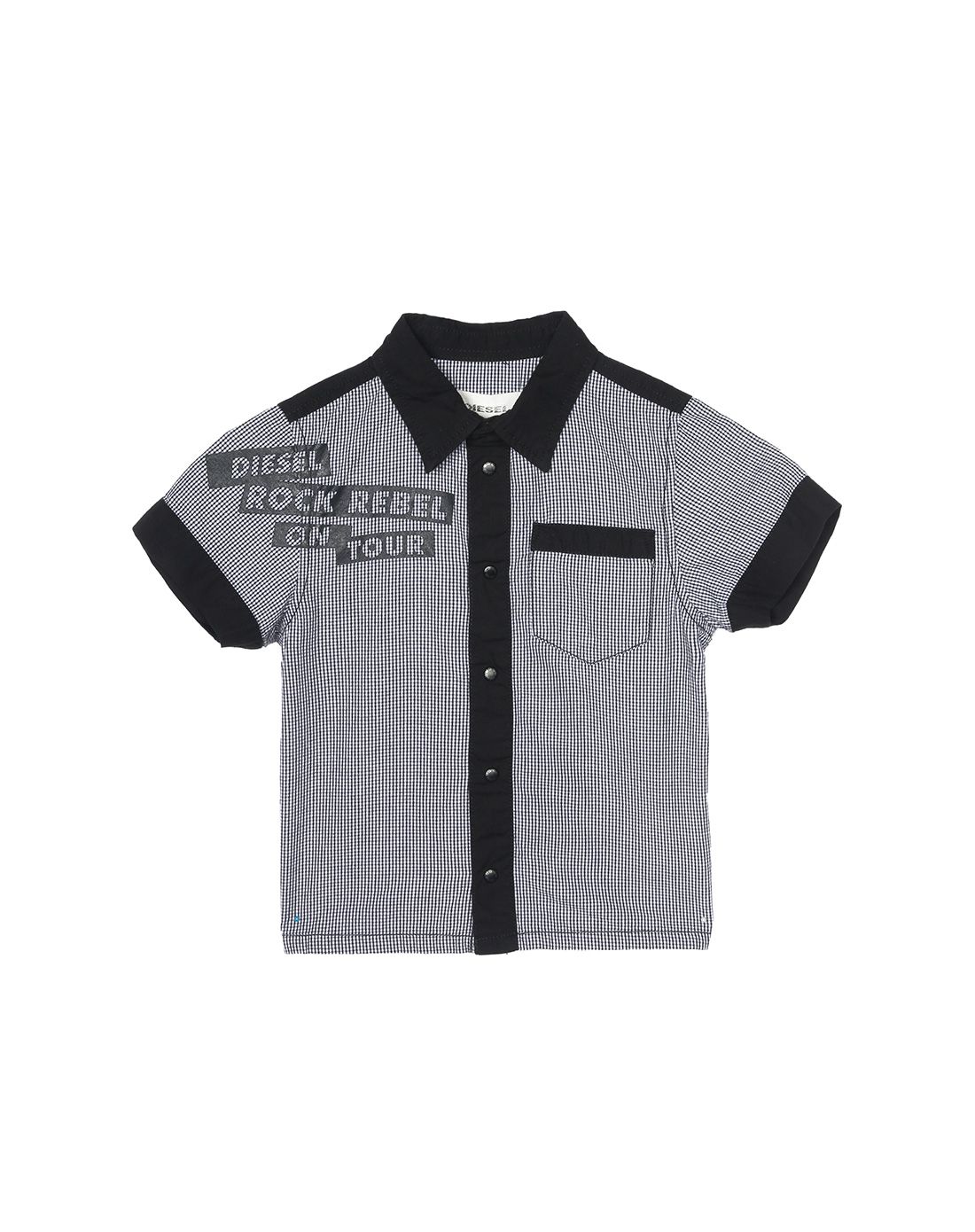 diesel迪素意大利时尚diesel男童花格色短袖衬衫sxotbook900_唯品会