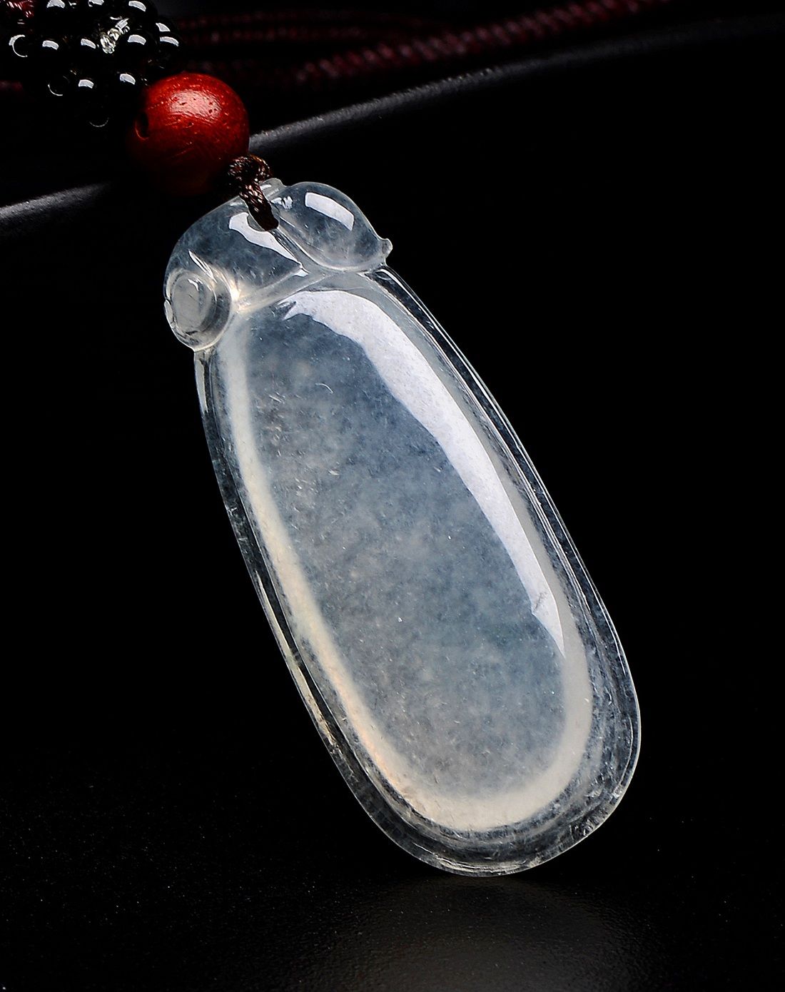 天然a货高冰种水润无色福禄相随翡翠吊坠