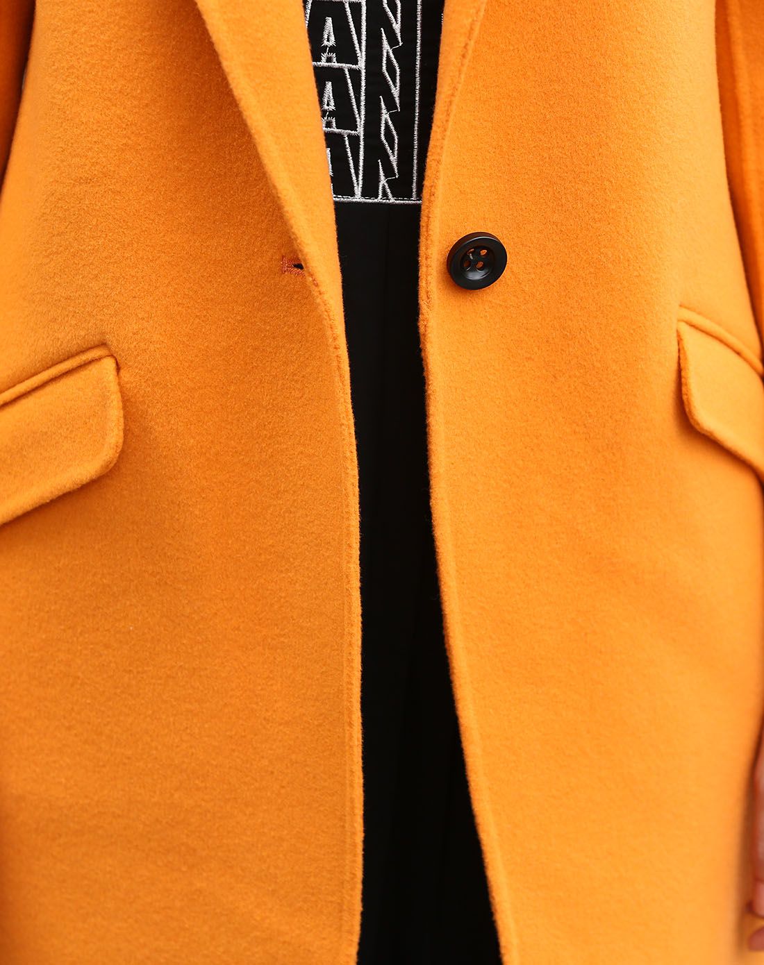 翻驳领双嵌线口袋双面呢大衣