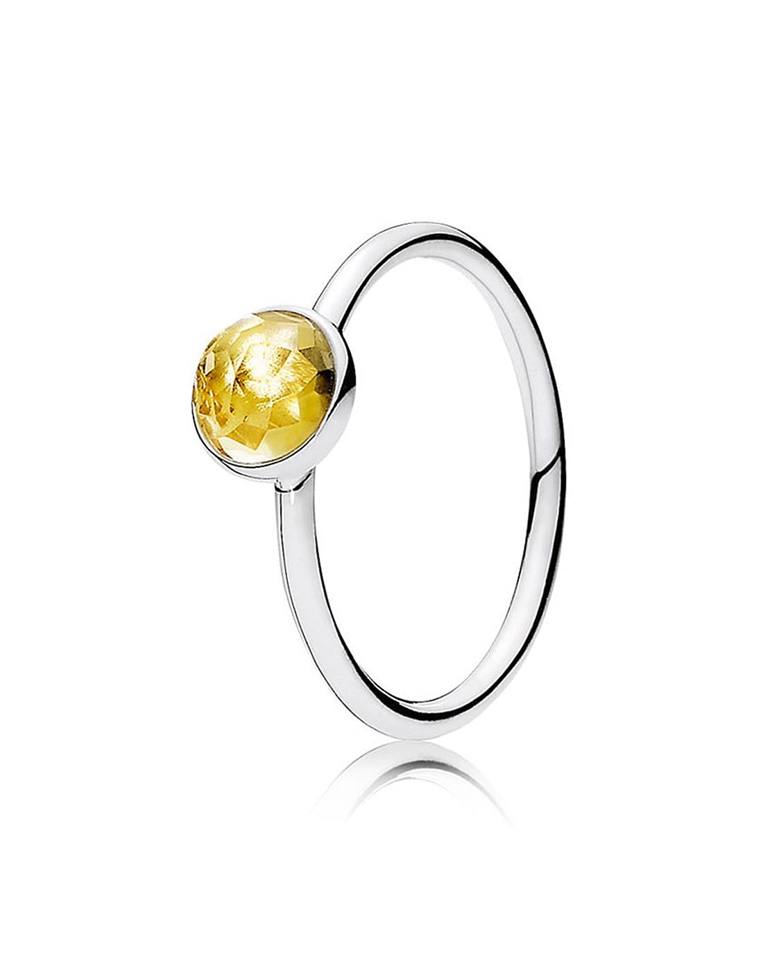 潘多拉 十一月鹅黄色锆石生日戒指 立方氧化锆 925银戒指191012ci-50