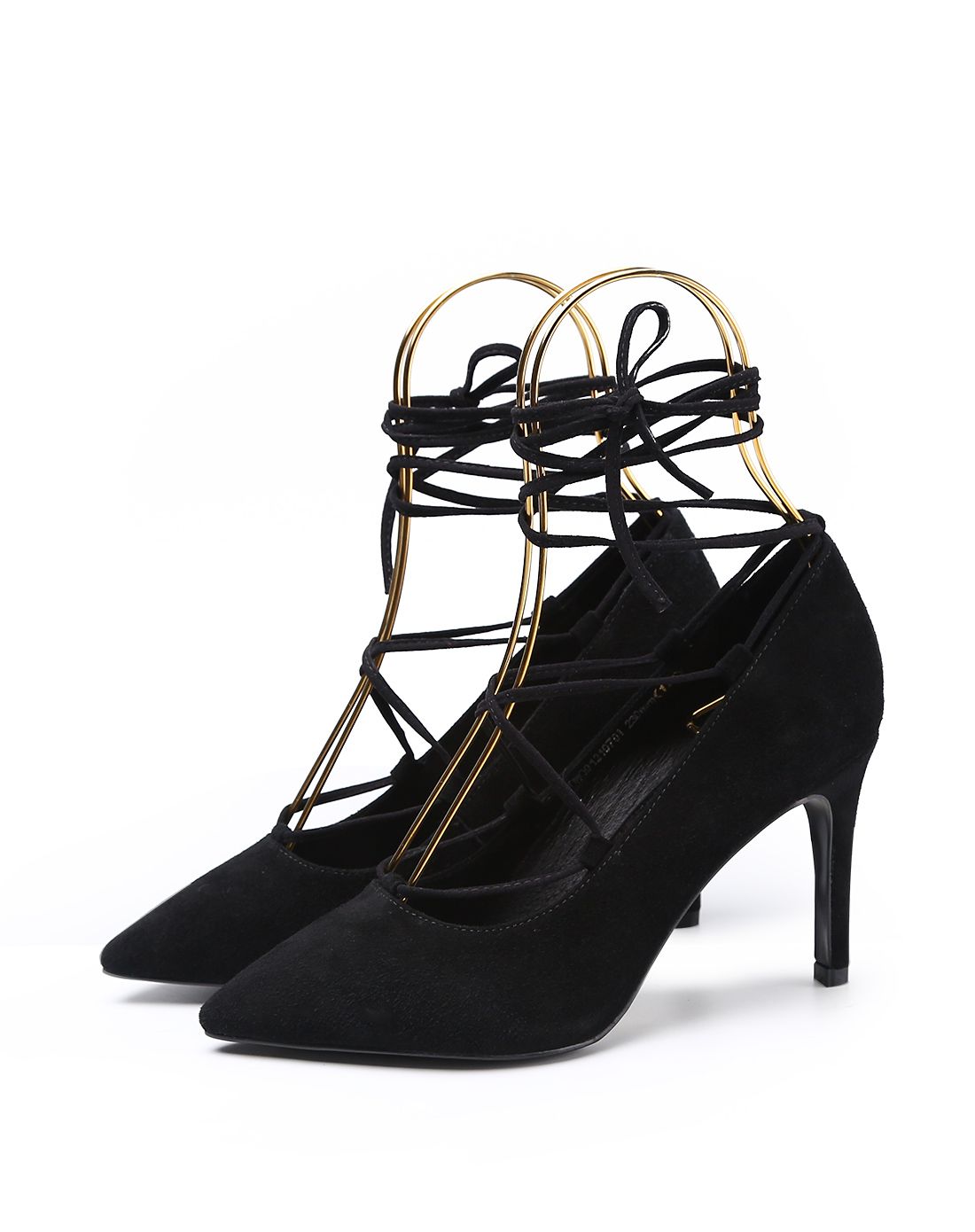 羊京潮流绑带高跟单鞋