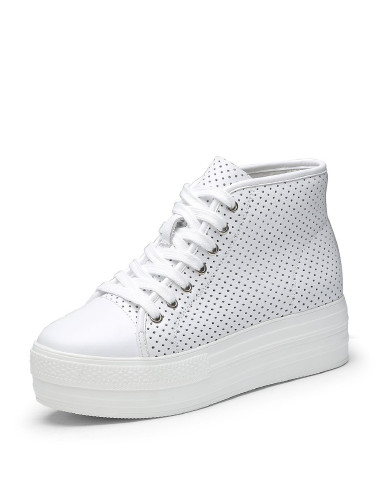 2016年新款女款白色牛皮厚底高帮透气圆头休闲鞋b16cd4584-b1_唯品会