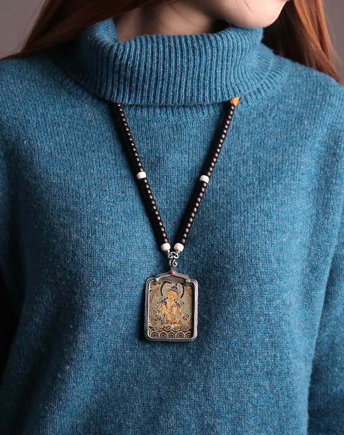 白玛曲珍 金刚萨埵- 黑金微唐嘎乌盒佛牌(生肖属: 龙,蛇 之本命佛)