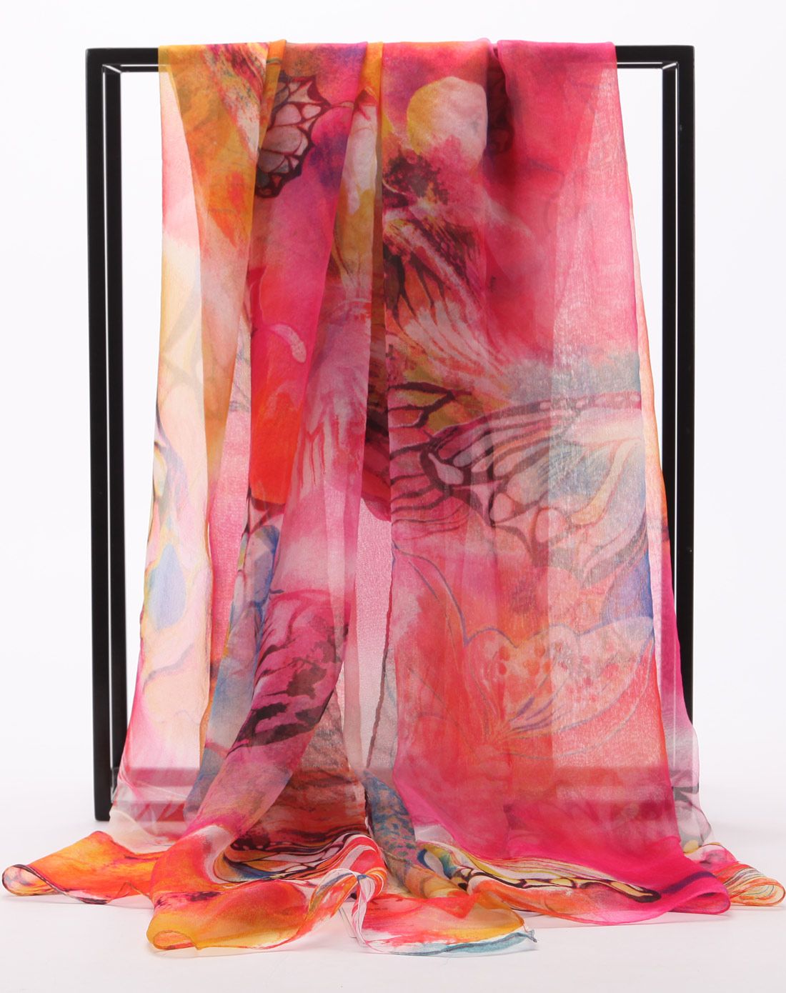 桑蚕丝乔其印花飘逸真丝雪纺超长丝巾