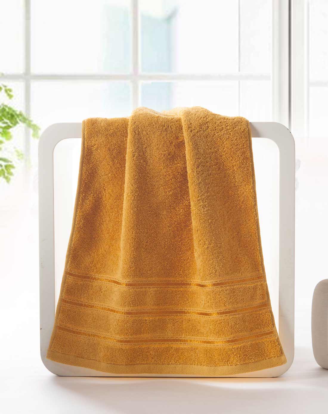 2条装 纯棉高档欧式优雅毛巾 黄色蓝2色各一条