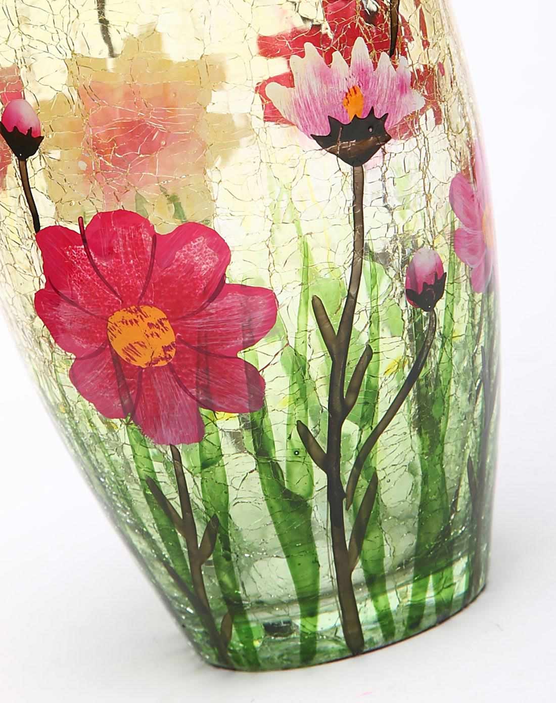 美式古典裂纹手工彩绘玻璃花瓶