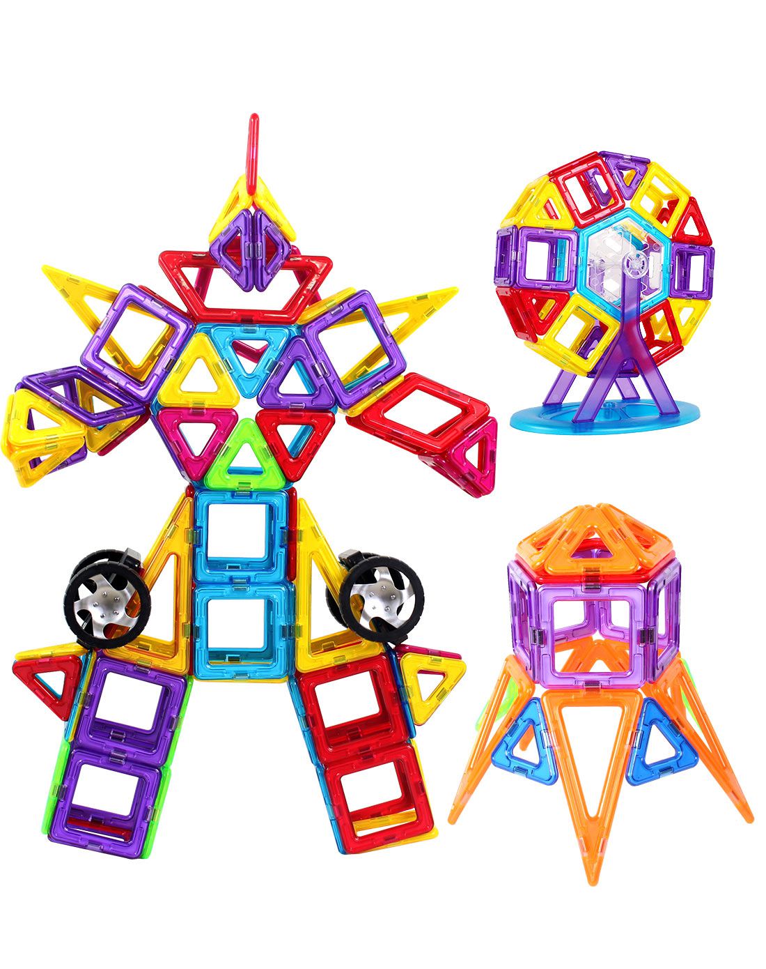 铭塔100件套磁力片积木儿童玩具建构片百变提拉哒哒搭益智力早教盒装
