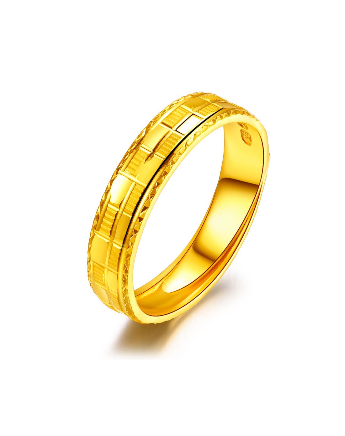 金至尊 足金车花格纹条戒(计价)约6.79g