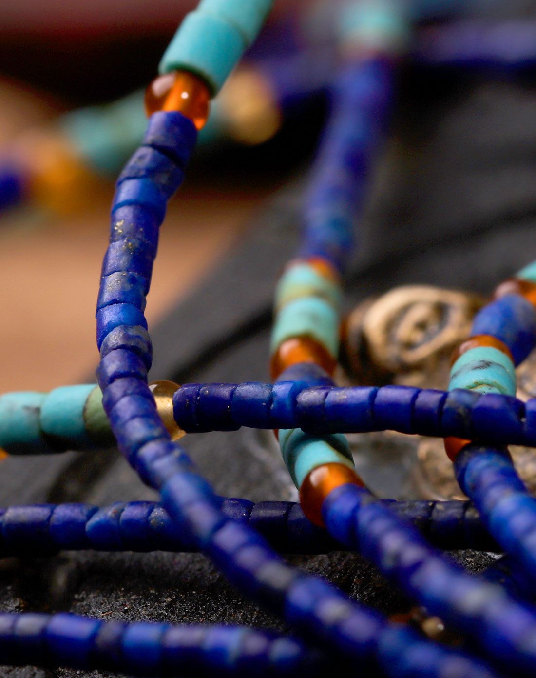 【丝路遗风】阿富汗原矿极细老青金绿松石西亚项链az-113