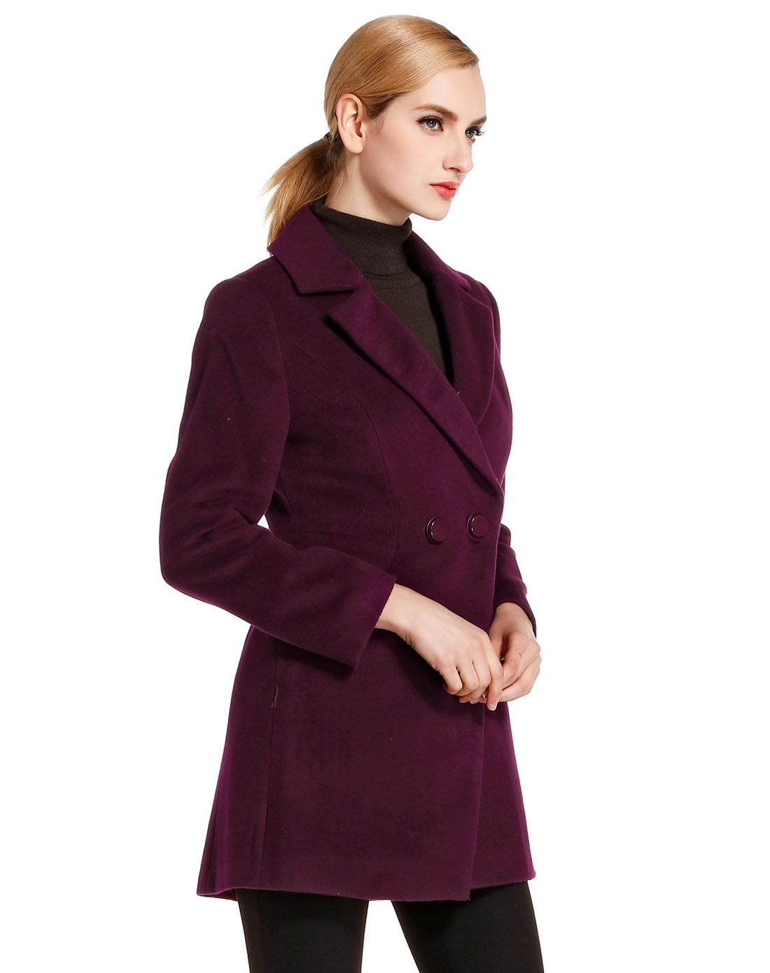 collection女装斯尔丽深酒红色典雅气质长袖大衣5s917-190_唯品会