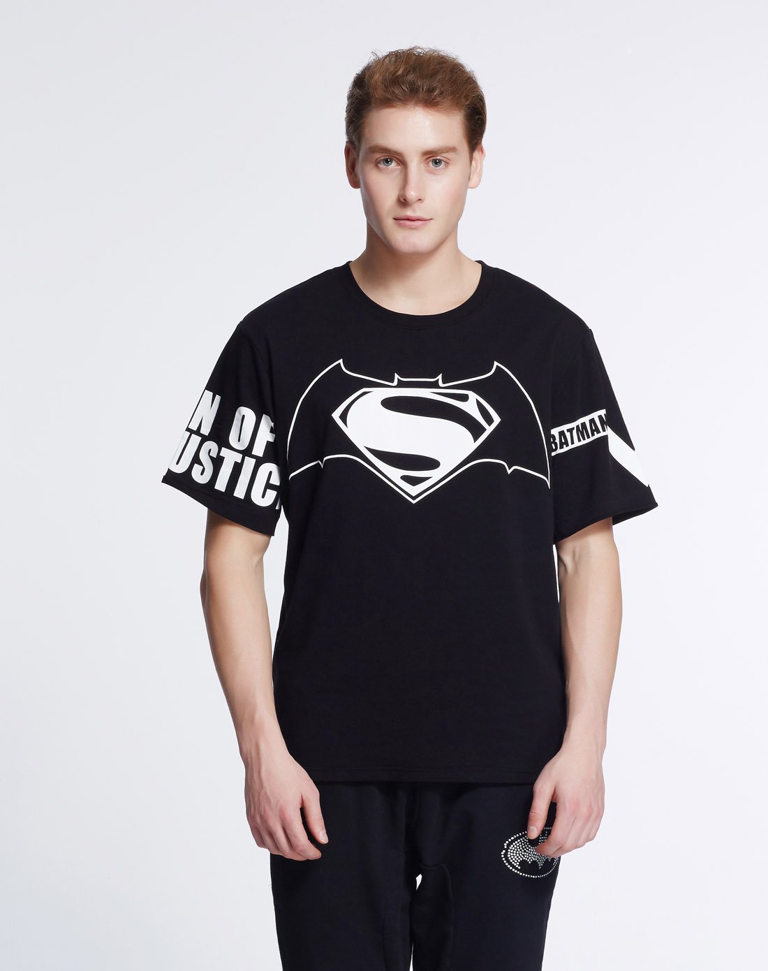 美国dc超级英雄系列潮牌服饰专场蝙蝠侠/batman系列圆领短t黑色bsmts