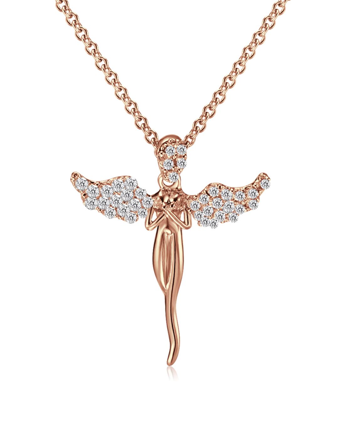 玫瑰金mini miss风之羽翼锁骨链