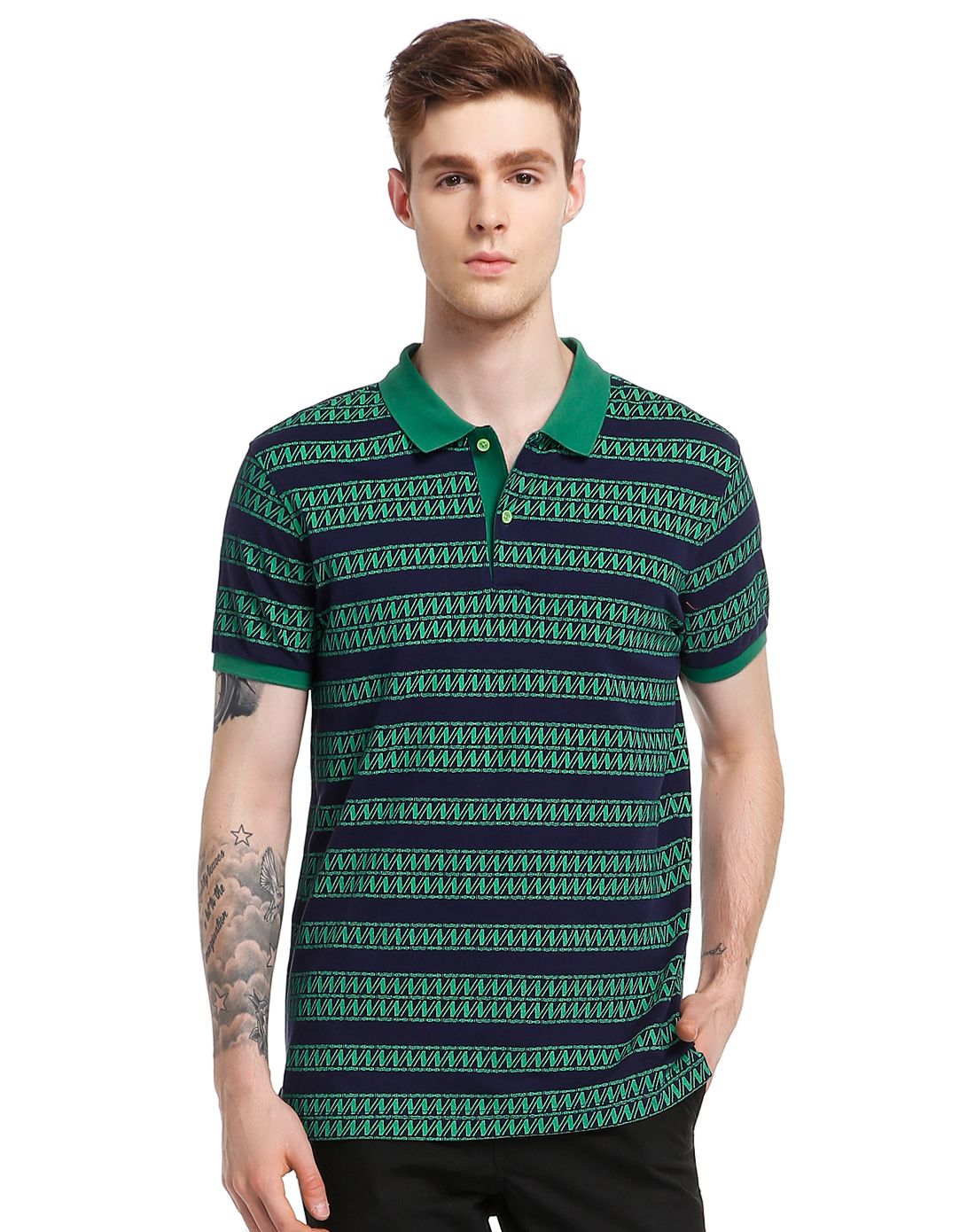 纯棉时尚个性舒适透气polo衫藏青/绿