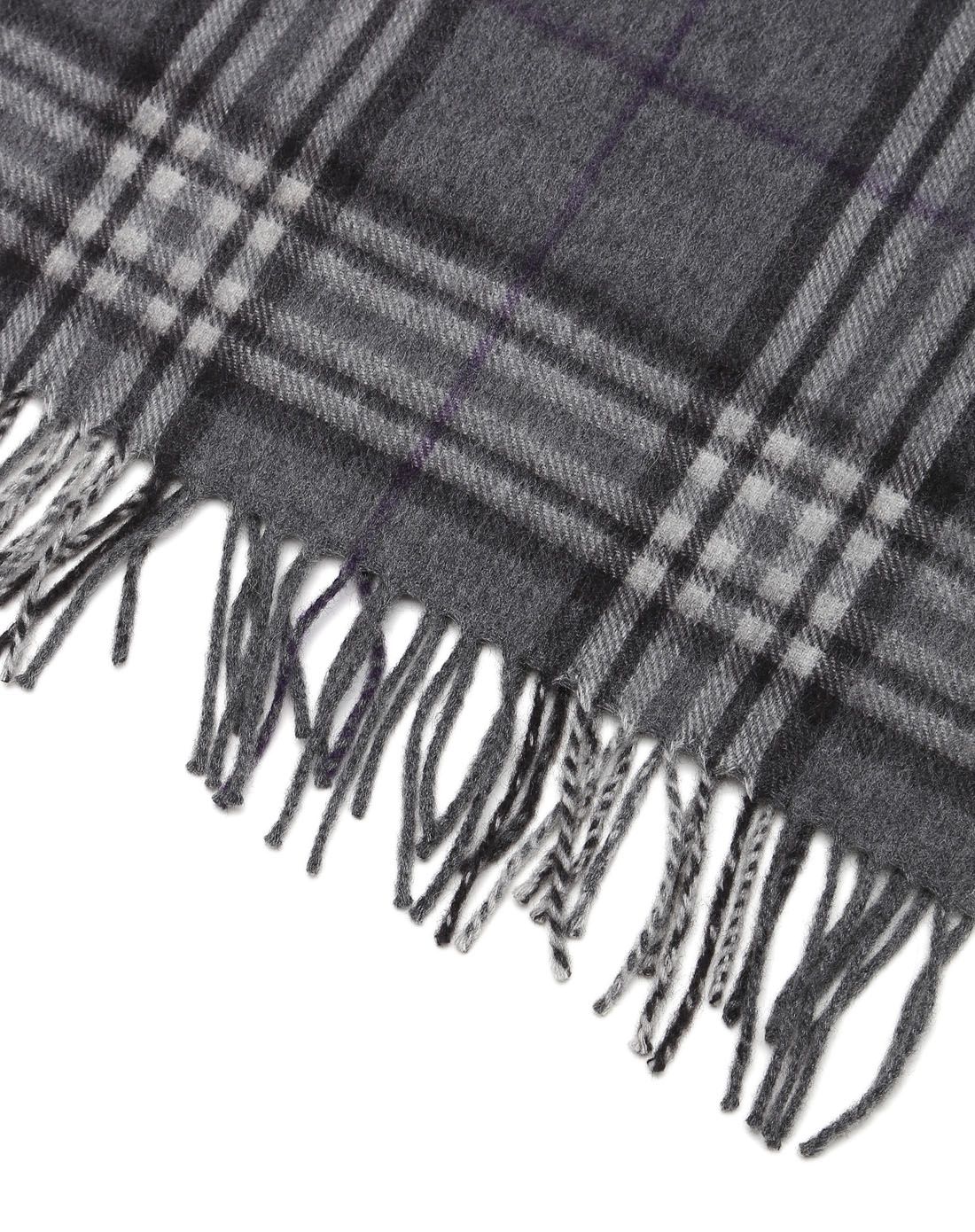 灰色格纹百搭山羊绒围巾