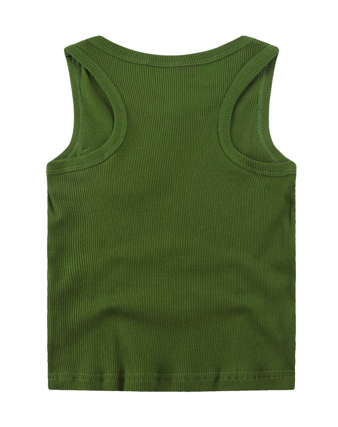 男童军绿简约清新工字背心