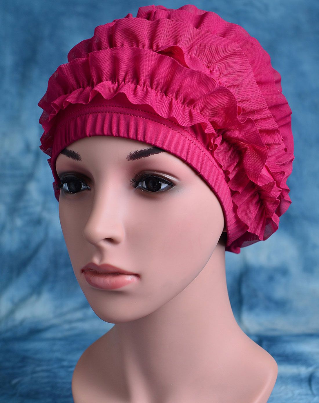 女士酒红色游泳帽 护耳舒适时尚大号