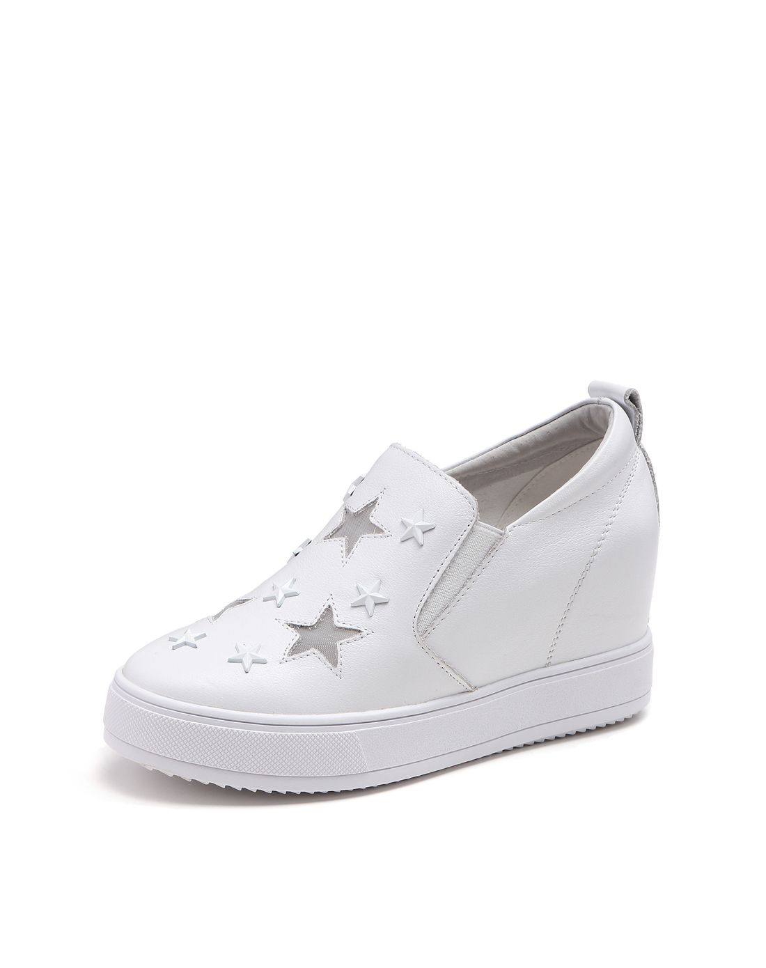 白色星星时尚内增高鞋