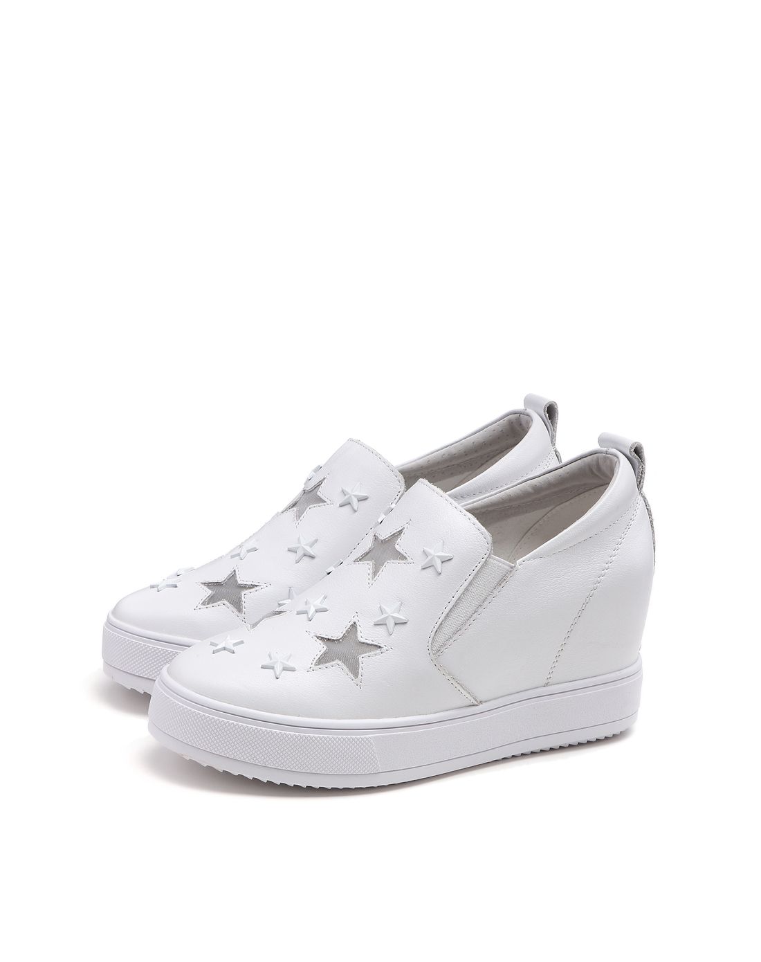 白色星星时尚内增高鞋