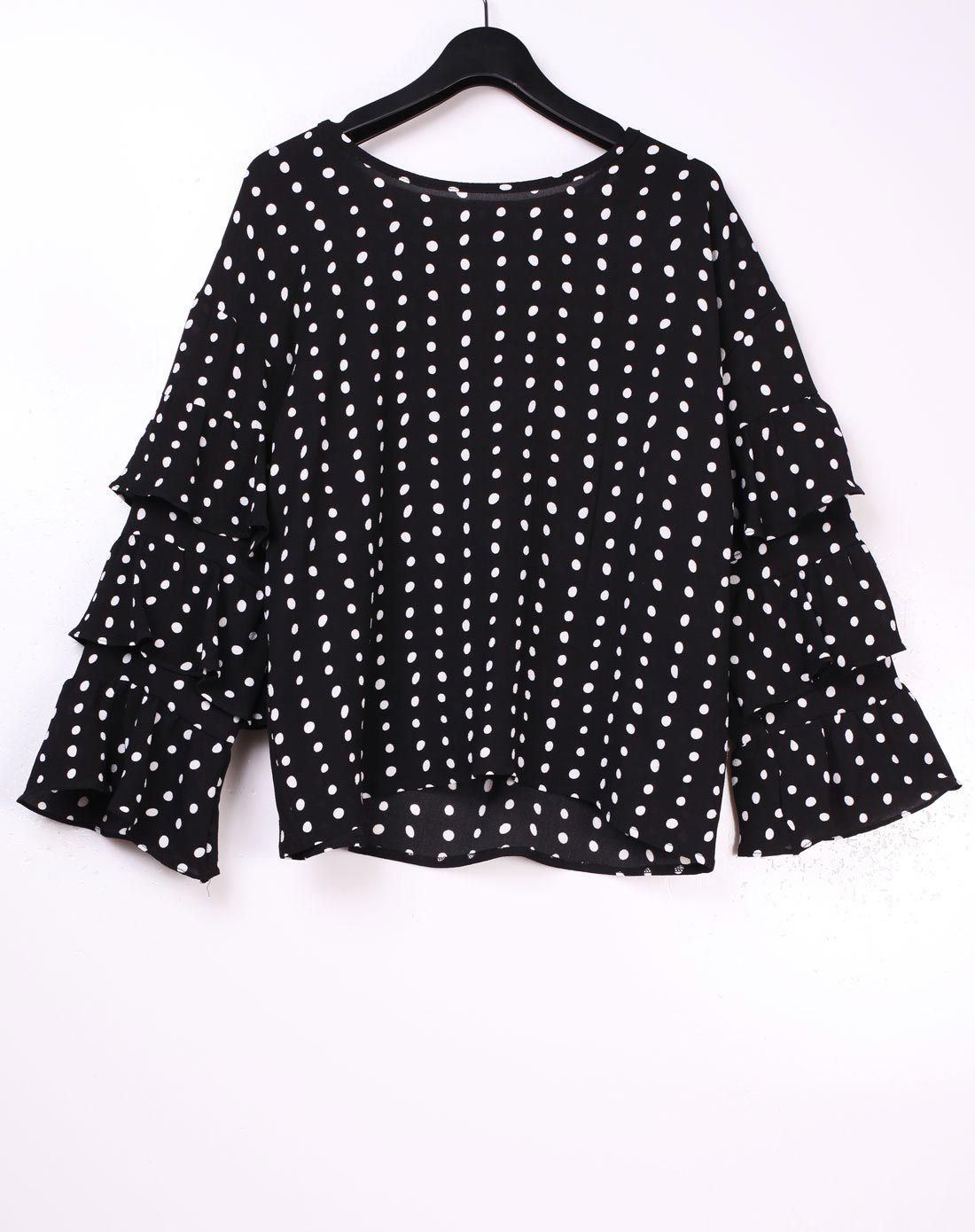 黑底白点点合身款上衣