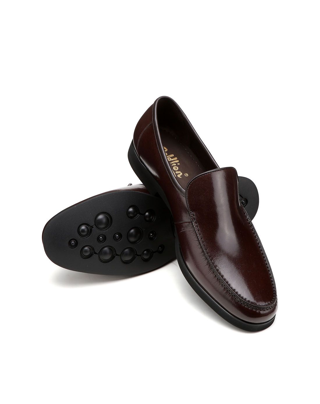 金利来goldlion 深棕色袋鼠皮经典简约商务皮鞋