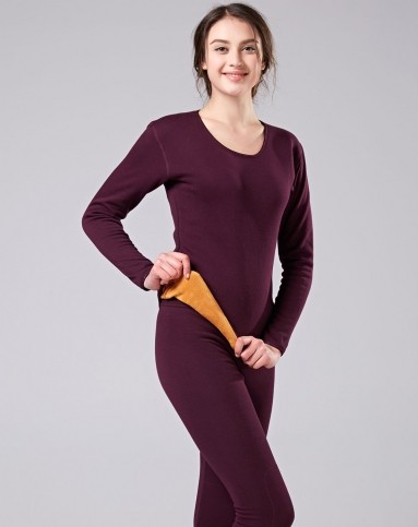 女款绛红劲爆黄金甲暖内衣套装