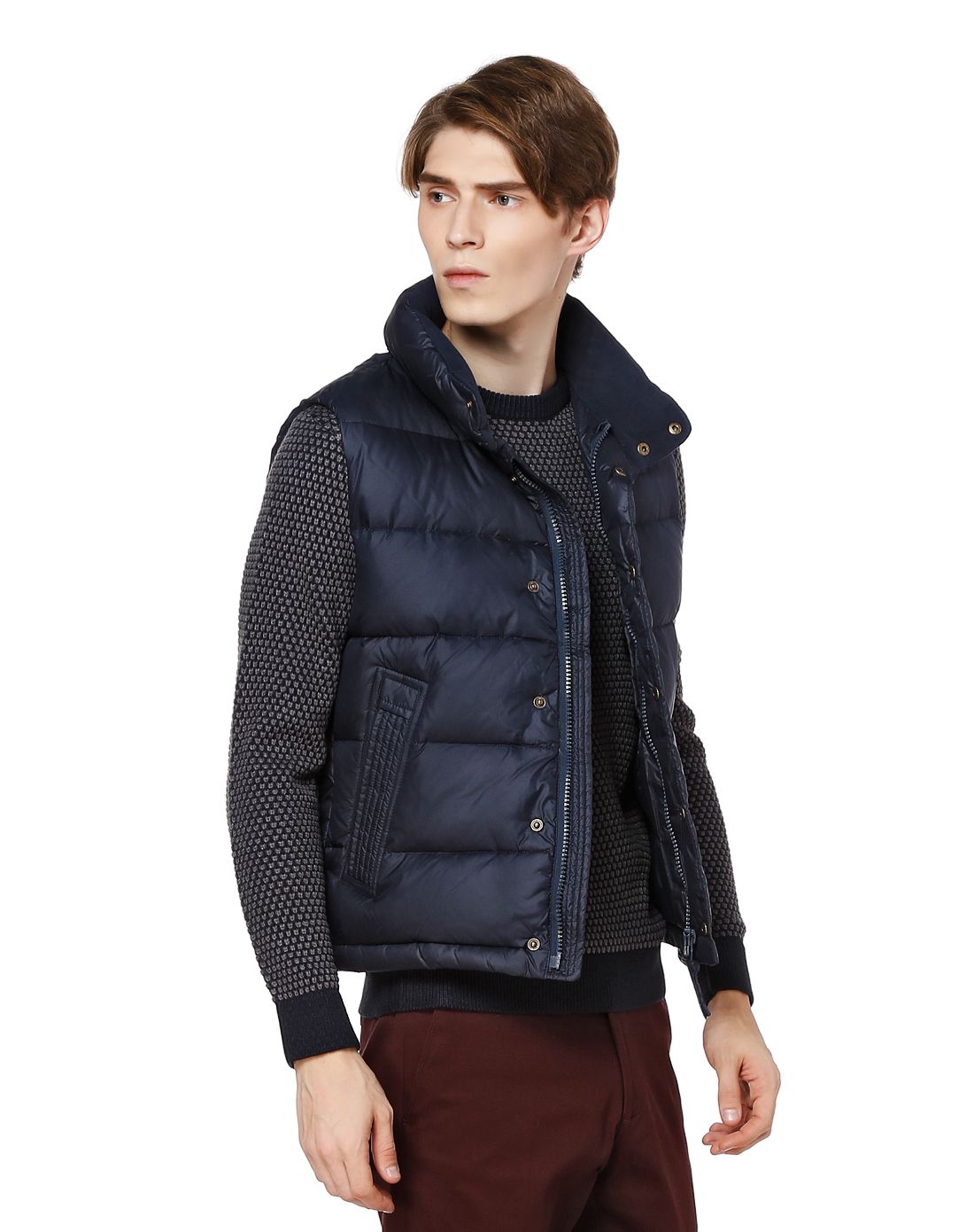 男款藏蓝色舒适大方羽绒马甲