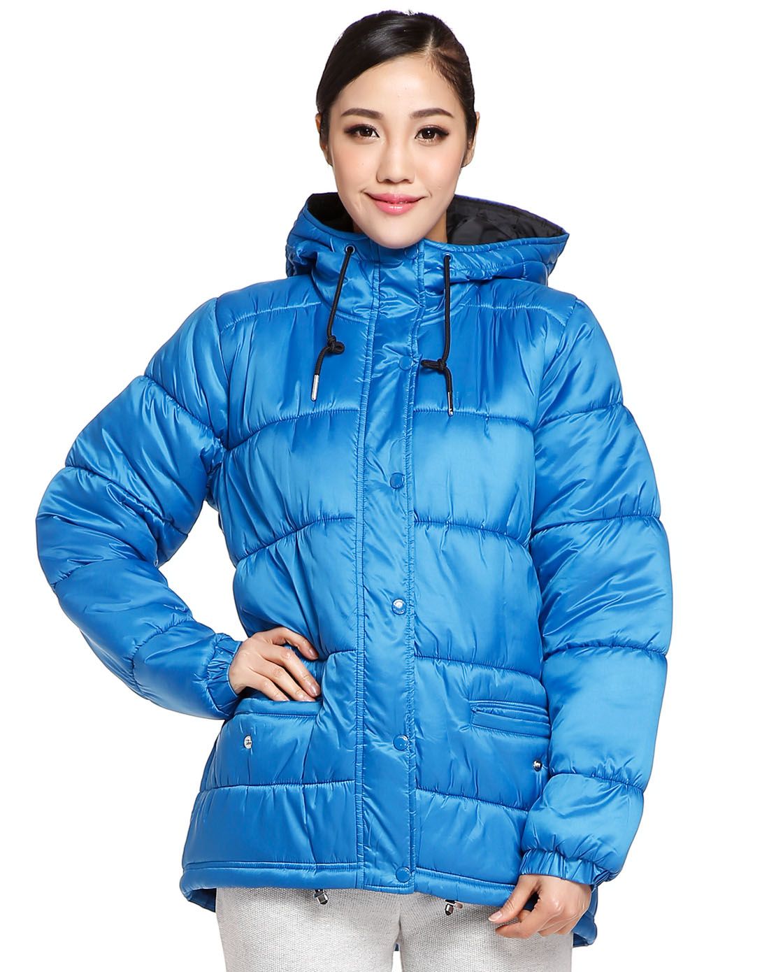 女款蓝色棉服 三叶草系列