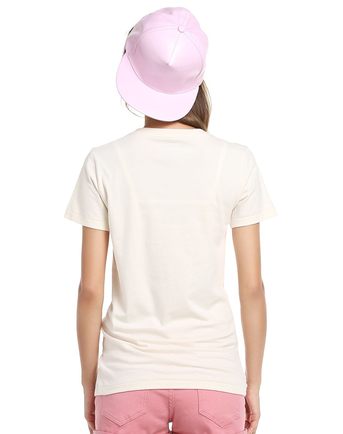 女款浅米色圆领时尚短袖t恤