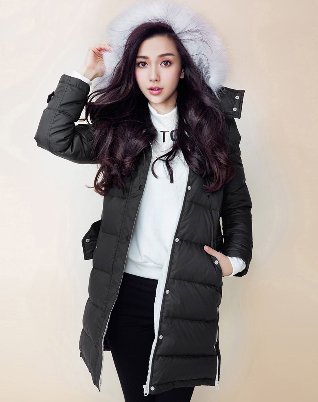 女款黑色【angelababy明星同款】羽绒服
