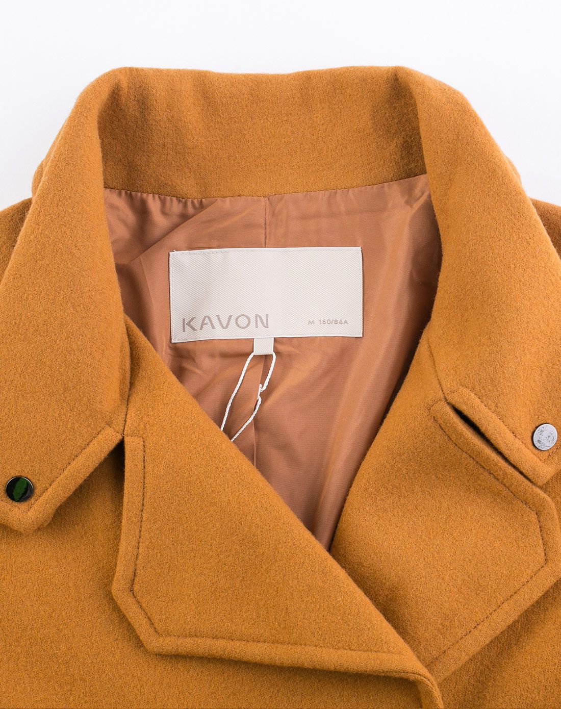 灰橙色高档羊毛翻领大衣纯色三粒扣长袖短款外套女