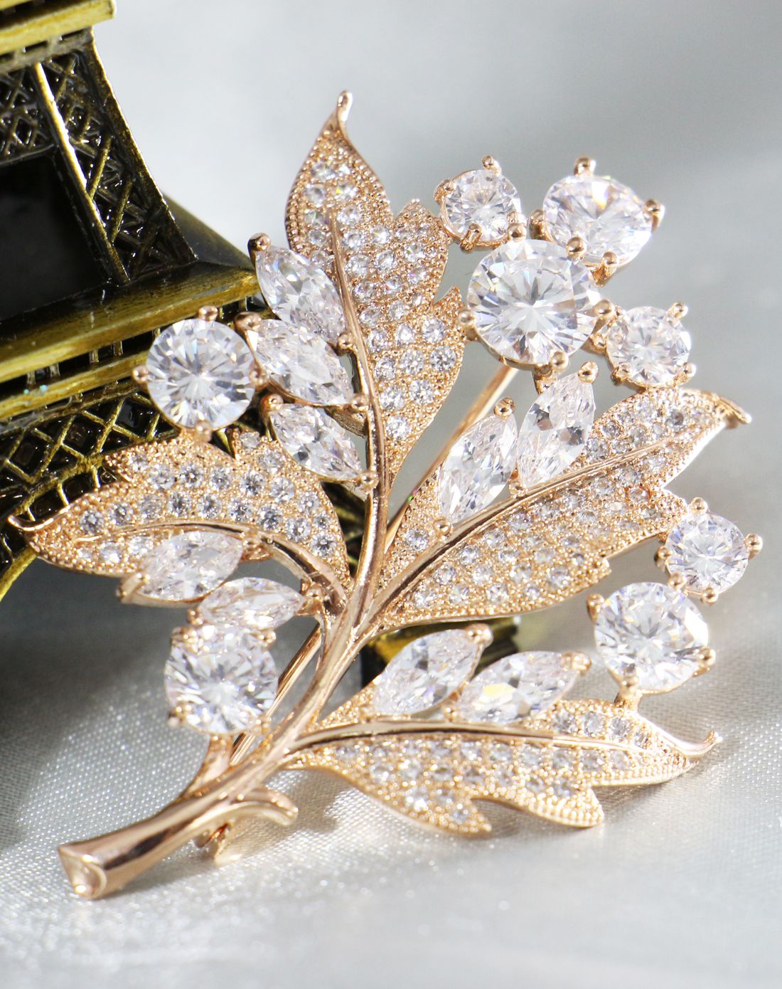 pica lela 合金镀18k玫瑰金【火树银花】大牌经典闪钻胸针