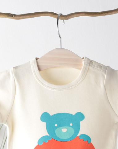 weekends婴童彩棉服饰专场婴童米白色棉质短袖t恤(小熊)ntb039-612