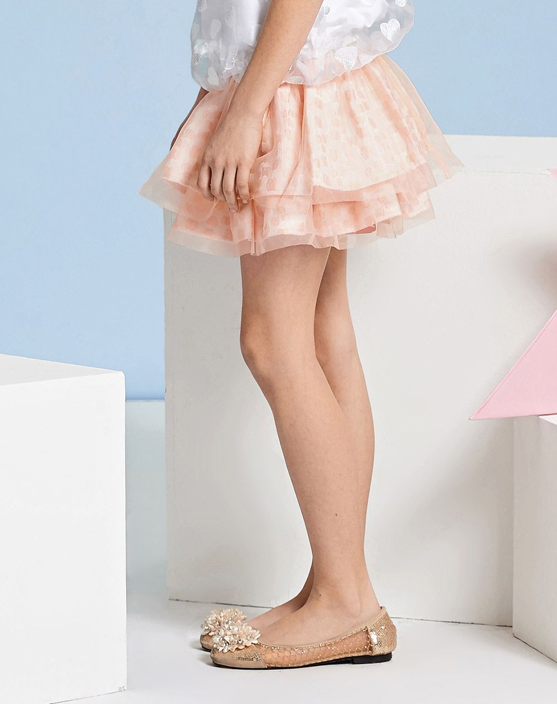 女童蜜桃粉裙子