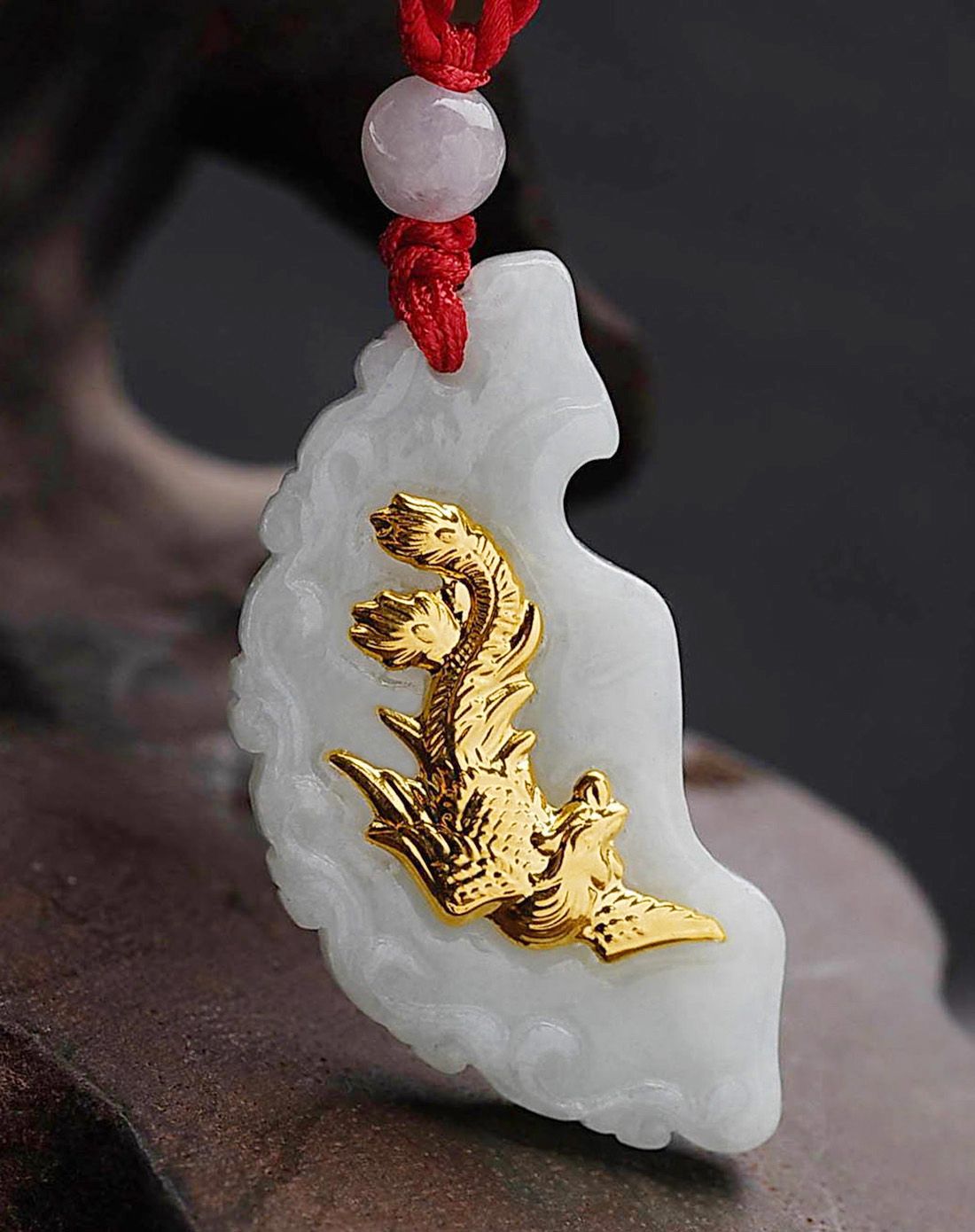 999金镶天然翡翠龙凤佩凤佩吊坠(附证书)