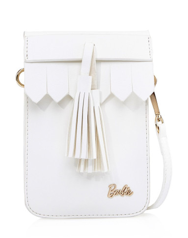 芭比复古系列 白色时尚流苏迷你插卡零钱包手机袋(可装iphone6)