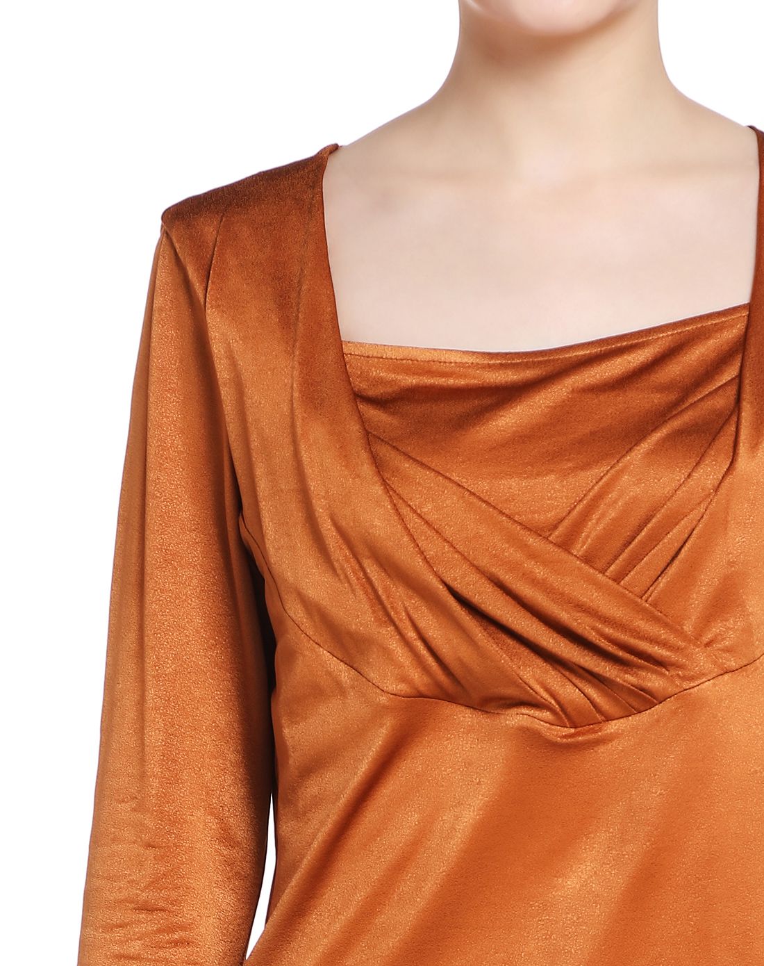 深橙色淑女长袖上衣