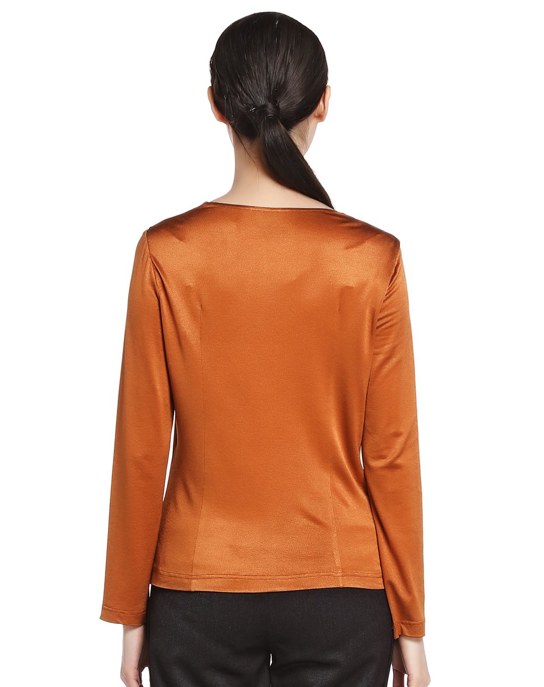 深橙色淑女长袖上衣