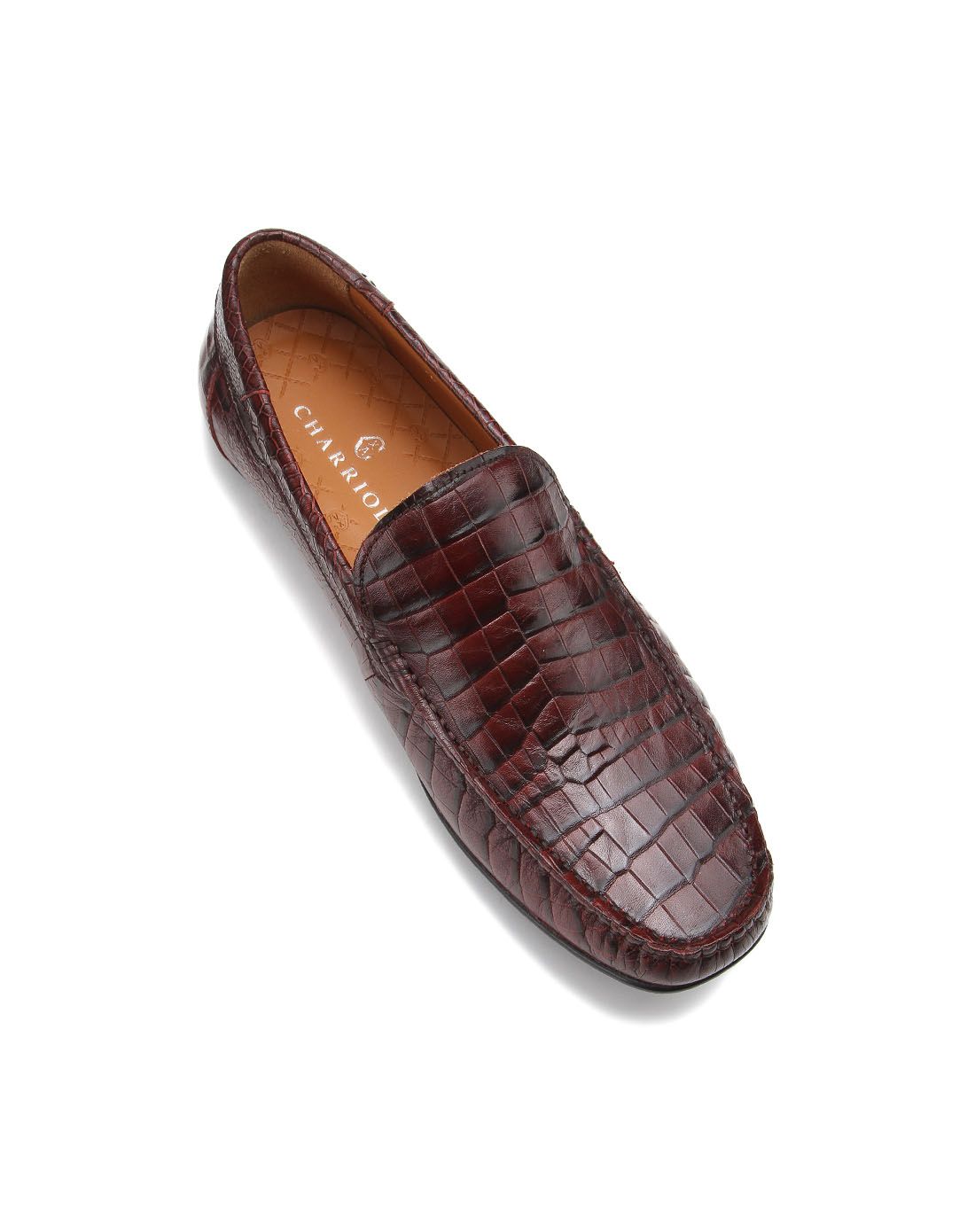 法国夏利豪 意大利进口酒红色牛皮时尚潮流皮鞋