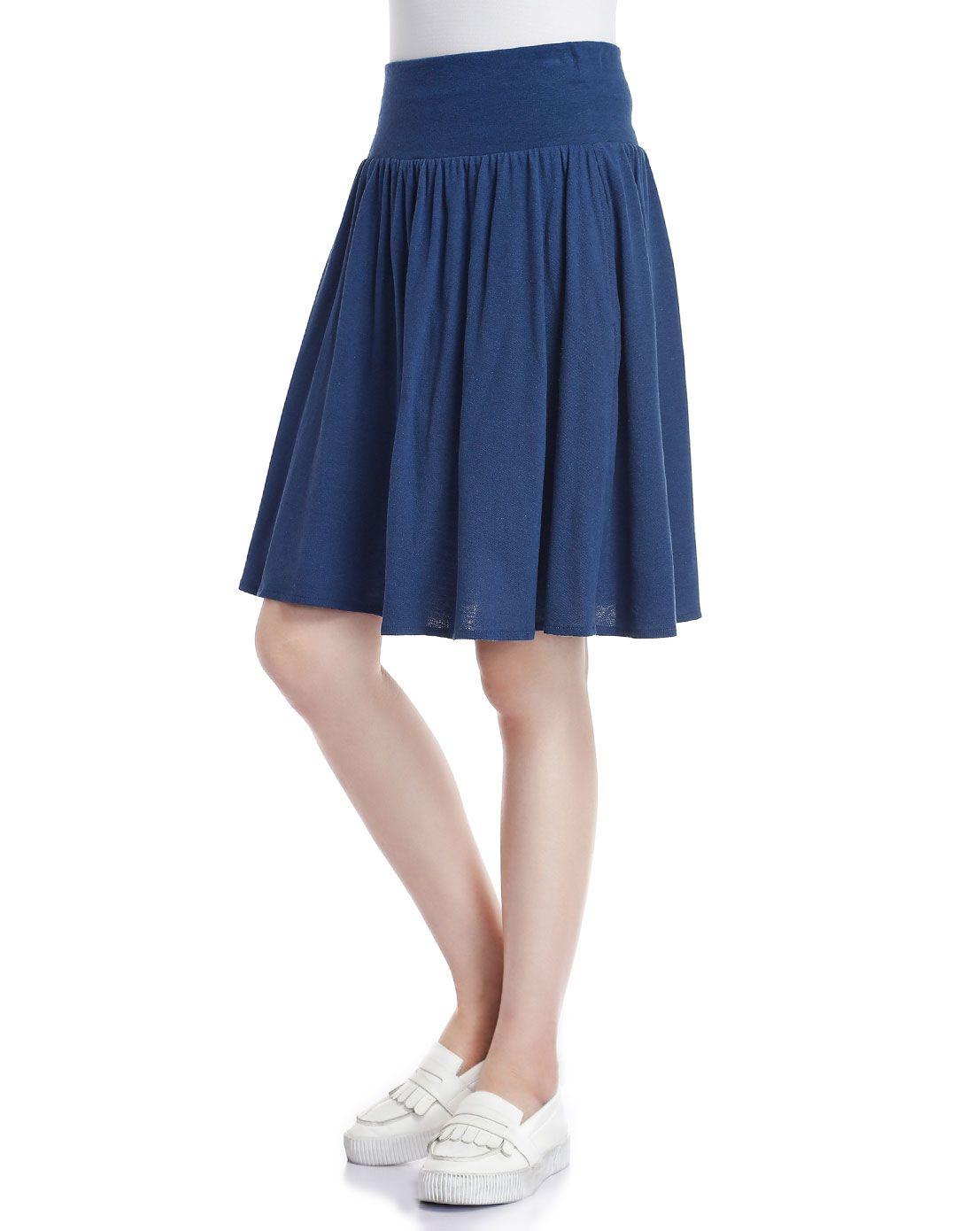 女款深蓝色简洁休闲舒适裙子