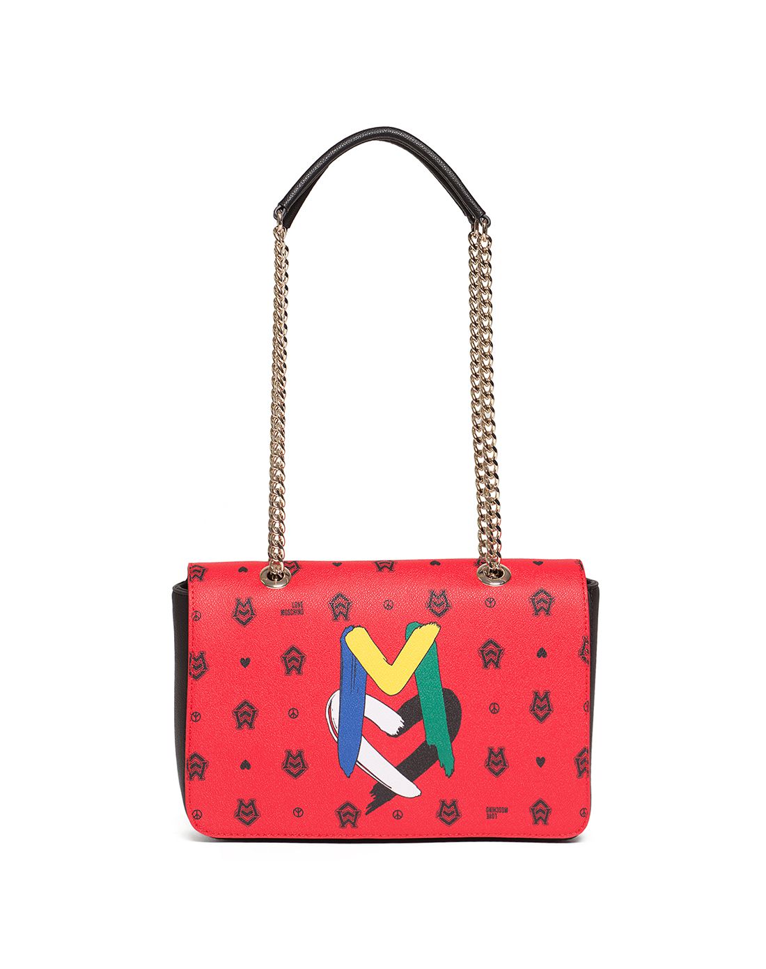love moschino女款红色趣味印花图案单肩包