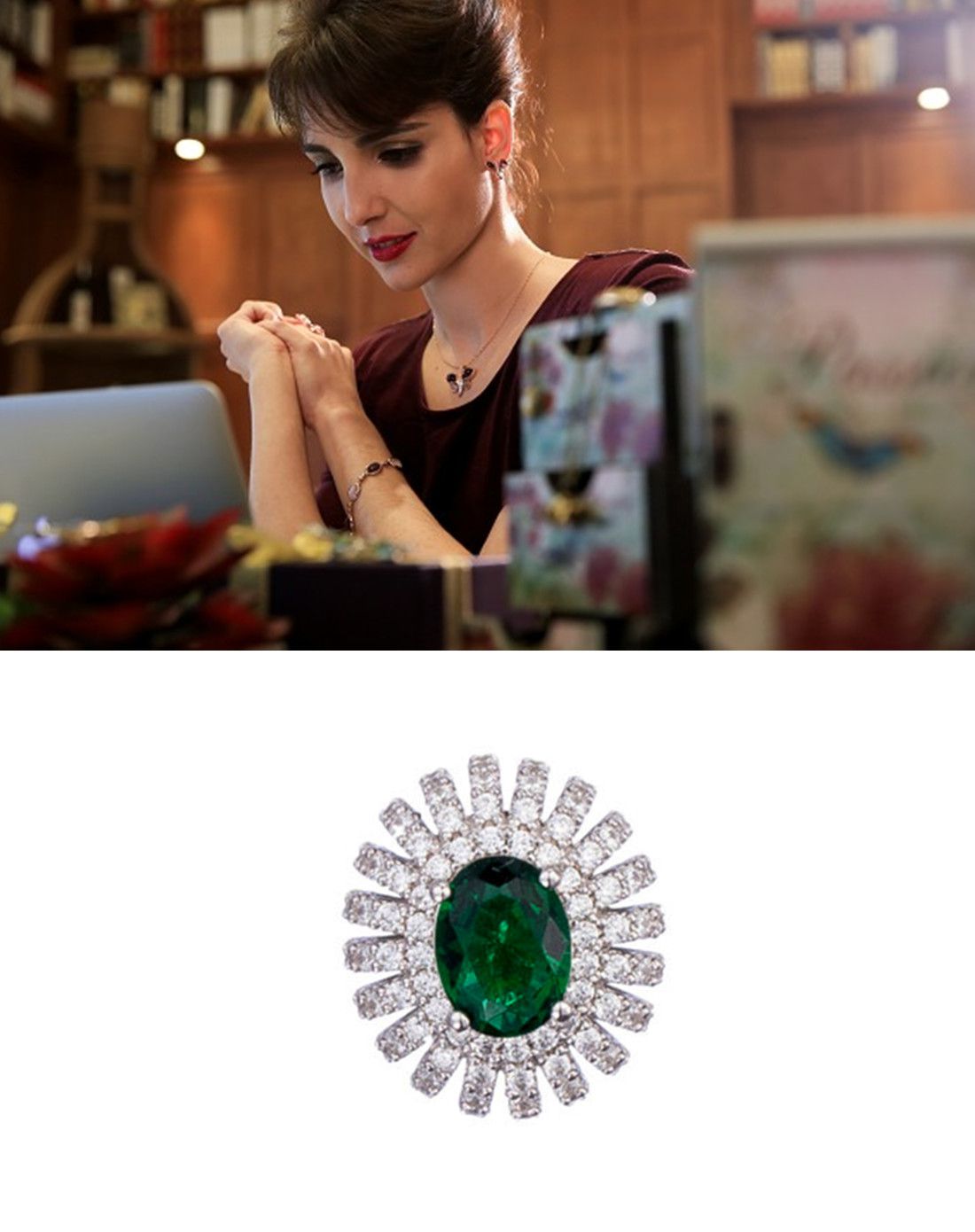 viva 曙光女神 奥斯卡影后詹妮弗.劳伦斯红毯奢华耳饰 银色 祖母绿