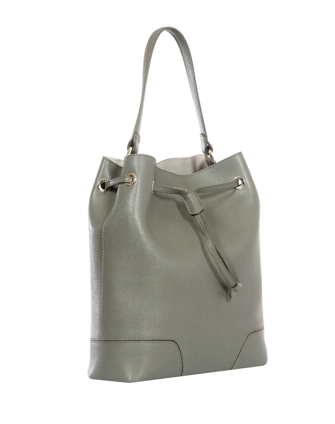 > furla 牛皮单肩包 烟灰绿