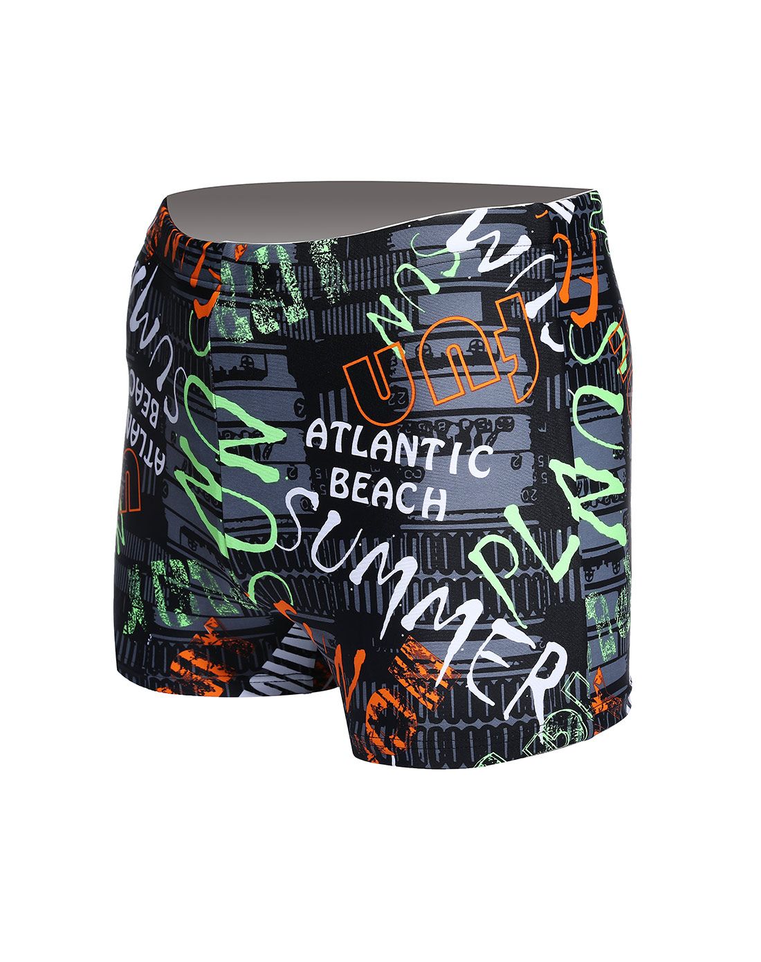 时尚弹力 男士黑色平角泳裤 休闲舒适